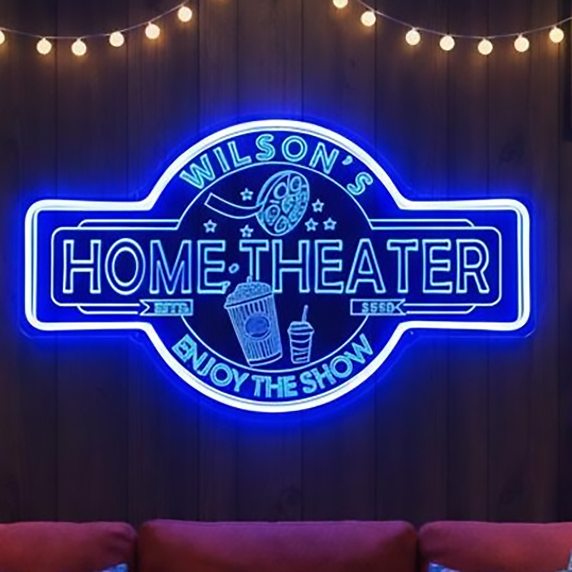 Home Cinema Room - Letreiro Neon Personalizado para Home Theater,