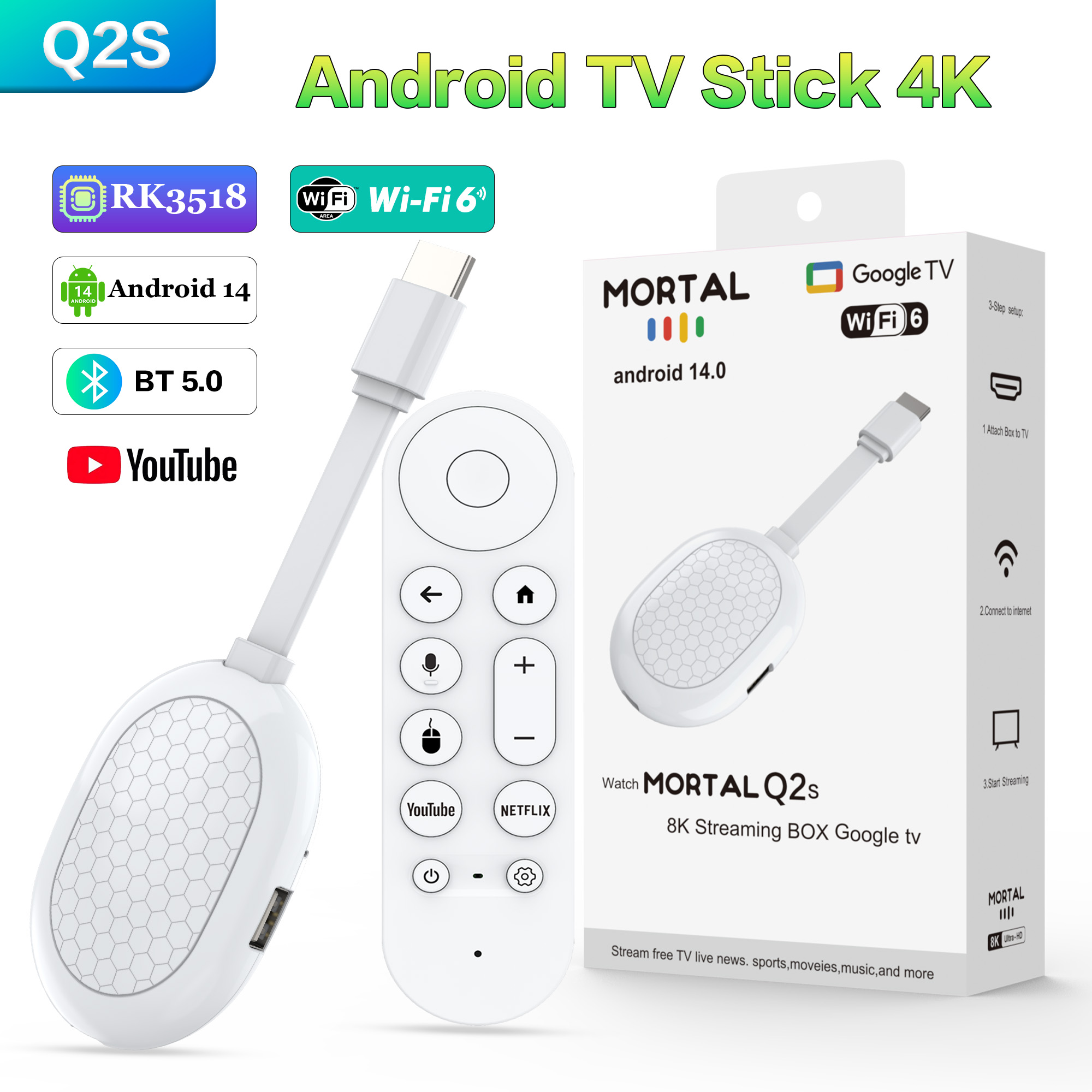 Smart Tv Stick - Novo Smart TV Stick Q2S Android