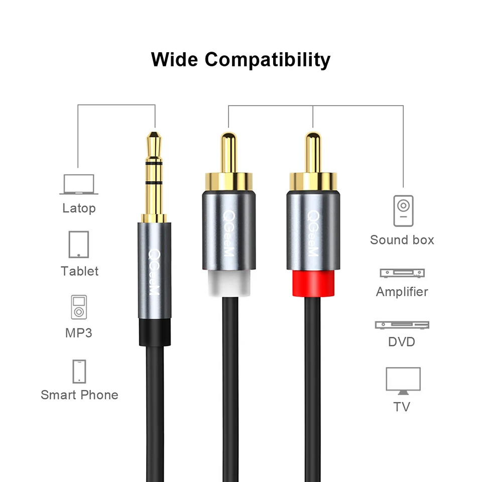 Cabo RCA QGeeM 2RCA para 3.5mm - Home Cinema Choice avaliação e preço