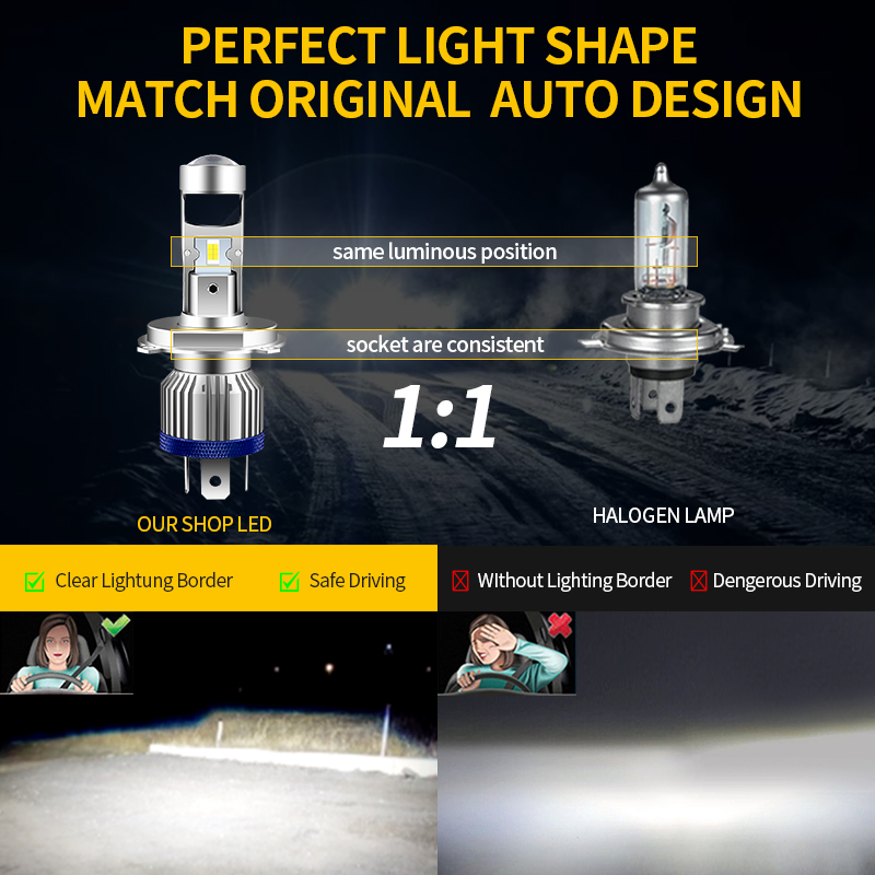 H4 hs1 led lâmpadas de farol d - Projector Lamp Replacement avaliação e preço